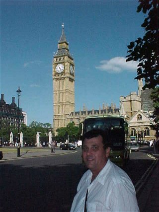 George DeLange At Big Ben. British Museum, London,  England, Europe. Travels & Tours, Pictures, Photos, & Information.