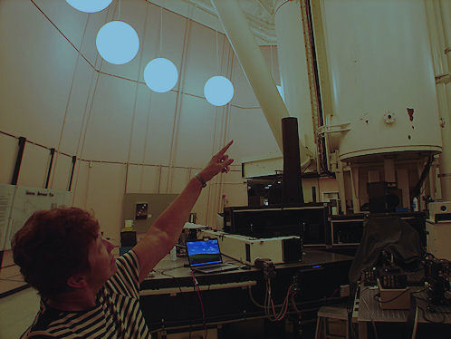 Eve DeLange Inside The Dunn Vacuum Solar Telescope Dome. National Solar Observatory, Sacramento Peak Near Sunspot In New Mexico. Hikes, Travels, & Tours. Photos, Pictures, Images,& Reviews.