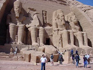George DeLange At The Great Temple Of Abu Simbel. Abu Simbel Egypt Ruins Travels And Tours Photos, Pictures, Images, Descriptions, Information, & Reviews.