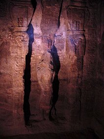 Nefertari Small Hathor Statues. Abu Simbel Egypt Ruins Travels And Tours Photos, Pictures, Images, Descriptions, Information, & Reviews.