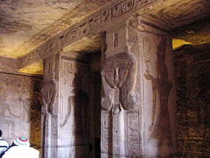 Hathor Pillar. Abu Simbel Egypt Ruins Travels And Tours Photos, Pictures, Images, Descriptions, Information, & Reviews.