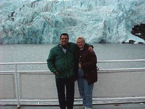 George & Audrey DeLange With Blue Ice. Alaska Travels & Tours Pictures, Photos, Images, & Reviews.