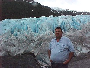 George DeLange At Exit Glacier Blue Ice. Exit Glacier. Alaska Travels & Tours Pictures, Photos, Images, & Reviews.
