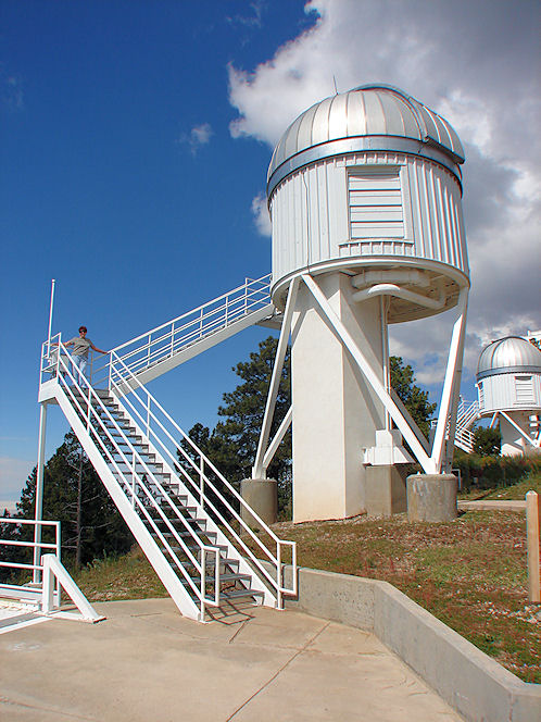 Eve DeLange At The Photometric 0.6-Meter, Telescope Dome. Apache Point Observatory (APO). Sacramento Mountains, Near Sunspot, In New Mexico. Hikes, Travels, & Tours. Photos, Pictures, Images,& Reviews.