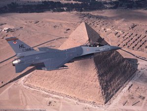 F-16 Near Pyramid Of Khafre. Egypt Air Travel. Travels & Tours. Pictures, Photos, Images, Descriptions, Information, & Reviews.