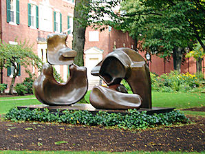 'Large Four Piece Reclining Figure', Henry Moore sculpture, Harvard University. Cambridge, Massachusetts. Travel, Tours Photos, Pictures, Information, & Reviews.