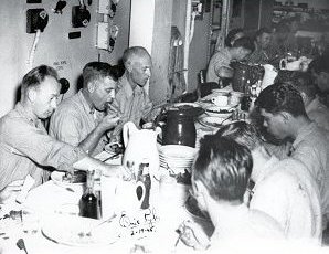George Noel de Lange Sitting Across From Ernie Pyle On The USS Cabot,  Aircraft Carrier, WW II, Pictures, Photos, Images, Information, History, & Reviews.