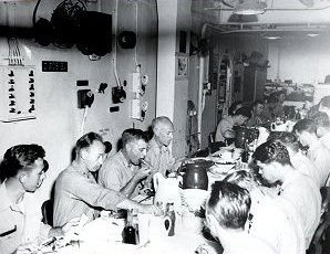 George Noel de Lange Sitting Across From Ernie Pyle On The USS Cabot,  Aircraft Carrier, WW II, Pictures, Photos, Images, Information, History, & Reviews.