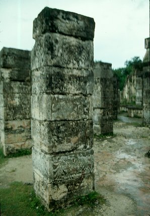 Column From House Of The Warriers. Chichen Itza Archaeological Ruins,  Yucatan Peninsula, Yucatn, Mexico. Travel & Tour Pictures, Photos,  Information, Images, & Reviews.