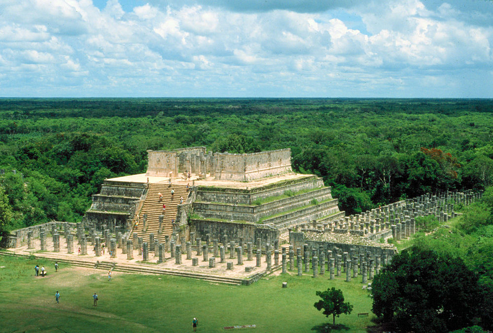 West Side View Of The 'Temple Of The Warriers.' Chichen Itza Archaeological Ruins,  Yucatan Peninsula, Yucatn, Mexico. Travel & Tour Pictures, Photos,  Information, Images, & Reviews.