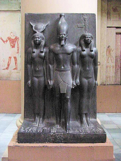 Statue Of Pharaoh Mikerinos With Hather. Egyptian Museum. Cairo, Egypt. Travels & Tours. Pictures, Photos, Images, Descriptions, Information, & Reviews.
