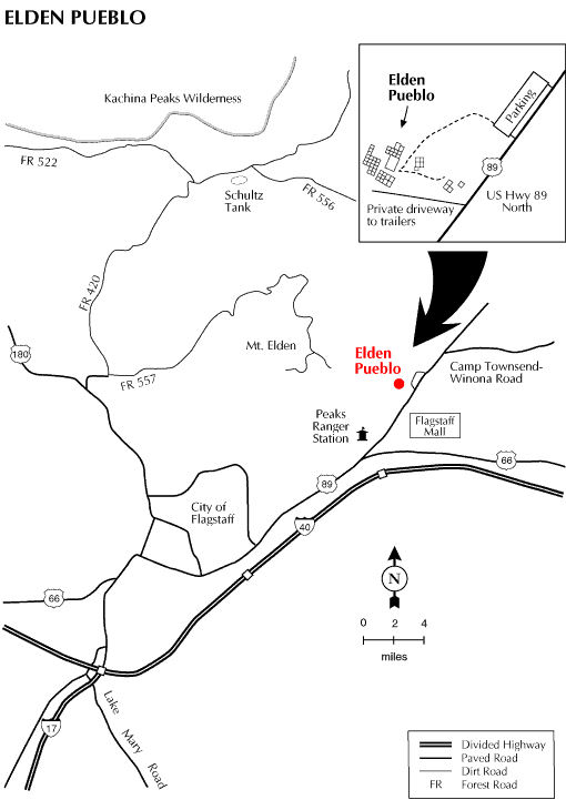 Forest Service Map To Elden Pueblo Ancient Sinagua, Ruins, Flagstaff, Arizona. Coconino National Forest. Travels, Tours Pictures, Photos, Images, & Reviews.