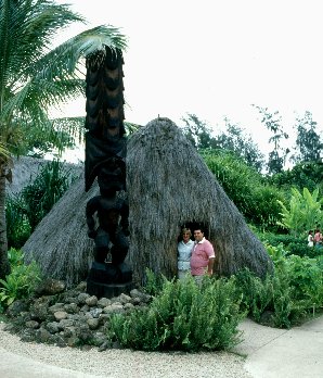 George & Audrey At Polynesian House. Polynesian Cultural Center. Hawaii Travels & Tours Pictures, Photos, Images, Information & Reviews.