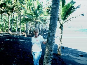 Audrey DeLange At The Black Sand Beach. Hawaii Travels & Tours Pictures, Photos, Images, Information & Reviews.