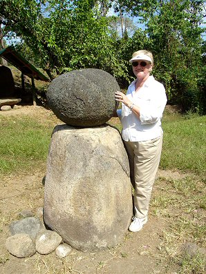 Audrey DeLange At The East Stela. Group B. Izapa Olmec & Mayan Archaeological Ruins. Near Tapachula, Chiapas, Mexico. Travel & Tour Pictures, Photos, Information, Images, & Reviews.