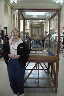 Audrey DeLange With Ecclesiatical Throne. Pharaoh King Tut  Ankh Amun (Tutankhamon), Travels, Tours, Pictures, Photos, Images, Description, Information, & Reviews.