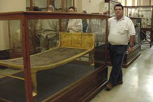 George DeLange At Funeral Couch. Pharaoh King Tut  Ankh Amun (Tutankhamun), Travels, Tours, Pictures, Photos, Images, Description, Information, & Reviews.