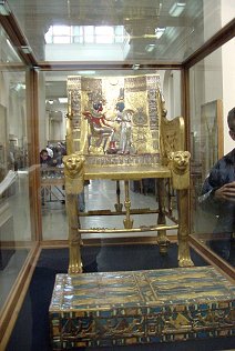 Gold Throne. Pharaoh King Tut  Ankh Amun (Tutankhamon), Travels, Tours, Pictures, Photos, Images, Description, Information, & Reviews.