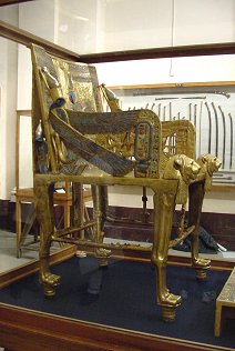Gold Throne. Pharaoh King Tut  Ankh Amun (Tutankhamon), Travels, Tours, Pictures, Photos, Images, Description, Information, & Reviews.