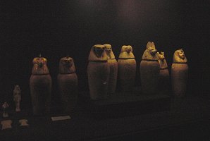 Canopic Jars. Pharaoh King Tut  Ankh Amun (Tutankhamun), Travels, Tours, Pictures, Photos, Images, Description, Information, & Reviews.