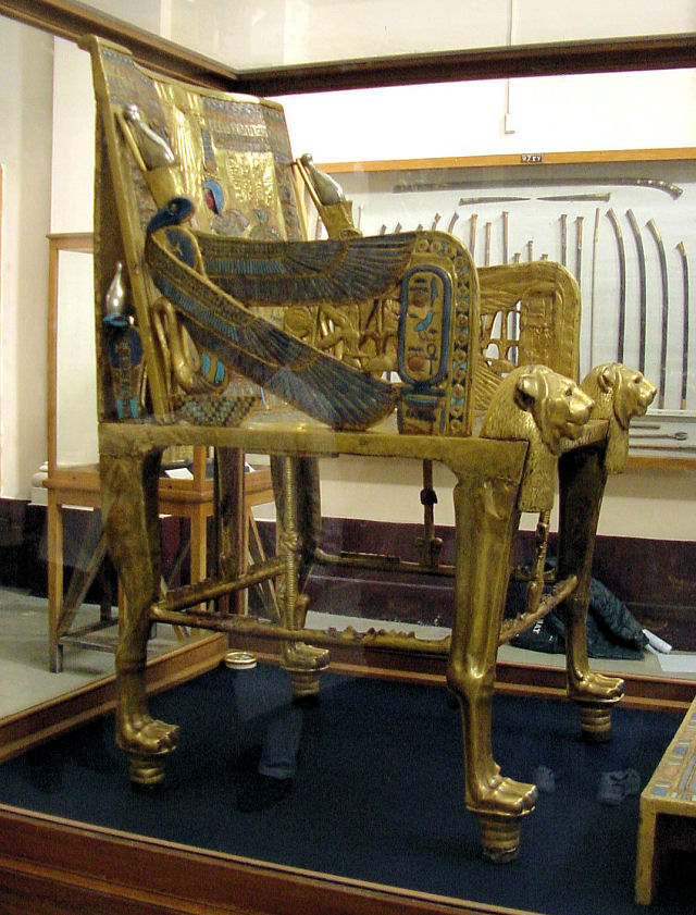 Pharaoh King Tut  Ankh Amun's (Tutankhamun), Gold Throne, Egypt. Photos, Pictures, Images, Description, Information, & Reviews.