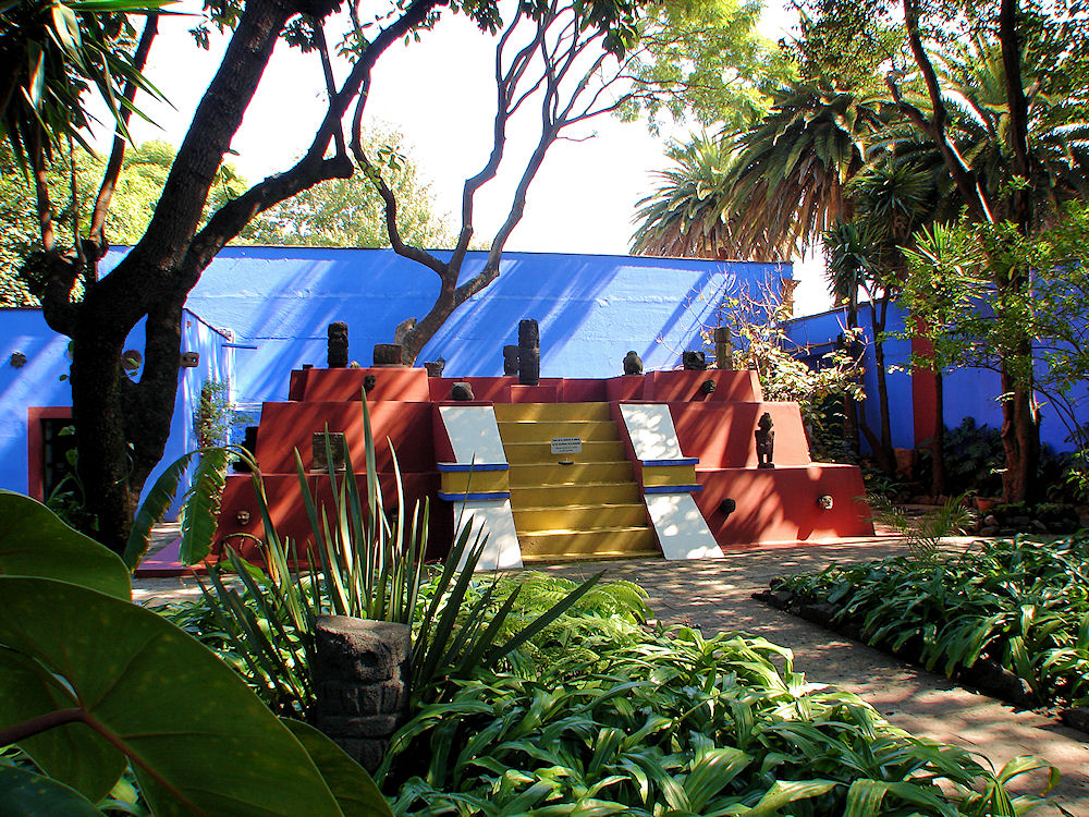 Pyramid At The Frida Kahlo Museum, Museo Frida Kahlo, Blue House, or La Casa Azul. Coyoac�n, M�xico D.F., Mexico. Travel & Tour Pictures, Photos, Information, Images, & Reviews.
