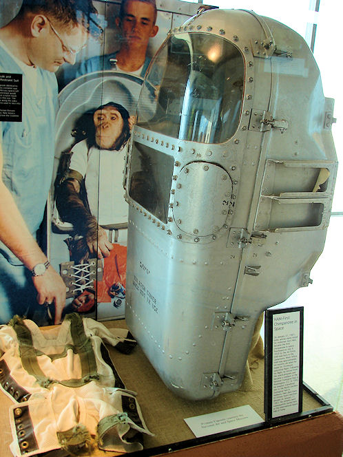 Ham's Biopack Couch. New Mexico Museum of  Space History. Alamogordo, New Mexico.Hikes, Travels, & Tours. Photos, Pictures, Images, & Reviews.