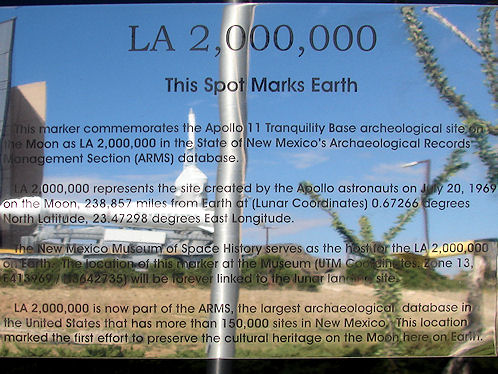 LA 2,000,000 Represents The First Landing Site On The Moon.New Mexico Museum of  Space History. Alamogordo, New Mexico.Hikes, Travels, & Tours. Photos, Pictures, Images,& Reviews.