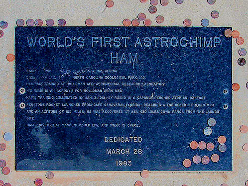 Ham's Headstone . 'The First Chimp In Space.' New Mexico Museum of  Space History. Alamogordo, New Mexico.Hikes, Travels, & Tours. Photos, Pictures, Images,& Reviews.
