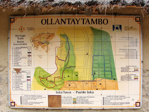 A Site Map Of The Inca City Of Ollantaytambo Peru. Travels And Tours Photos, Pictures, Images, & Reviews.