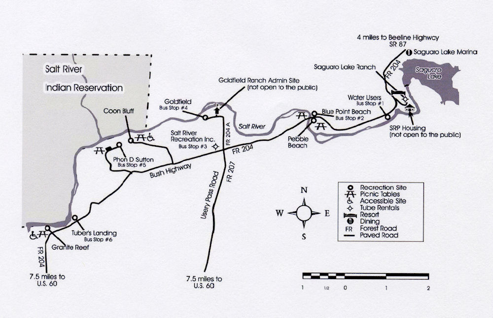 Map Of Lower Salt River Recreation Area. Arizona. Tubing, Travels & Tours, Pictures, Photos, Images, & Reviews.