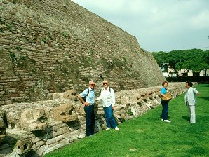 Noel, Audrey, & Laurine DeLange At East Side Interlocking Serpents. Tenayuca Archaeological Ruins Pyramids in San Bartolo Tenayuca, Tlalnepantla de Baz, Mexico. Travel & Tour Pictures, Photos, Information, Images, & Reviews.