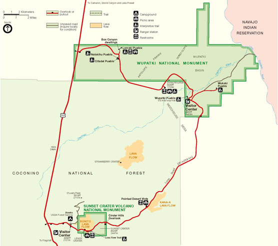 Wupatki National Monument & Wupatki Pueblo Anasazi & Sinagua Ruins Map, Flagstaff, Arizona. Hikes, Travels, & Tours, Photos, Pictures, Images, & Reviews.